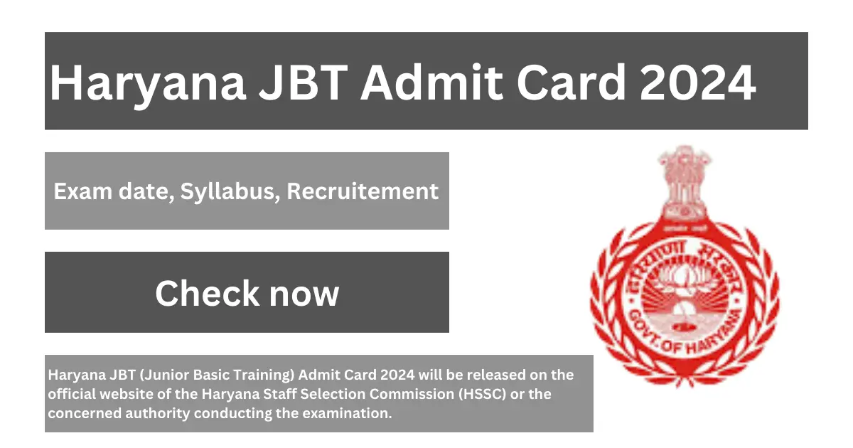 Haryana JBT Admit Card 2024