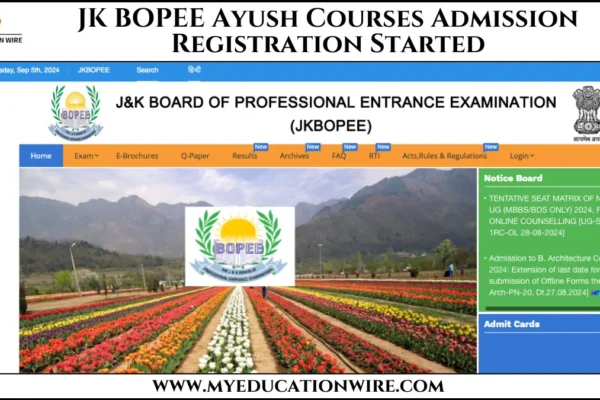 JK BOPEE Ayush Courses Admission Registration Started