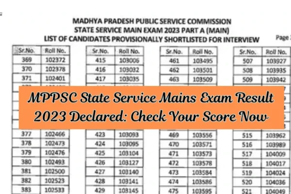 MPPSC State Service Mains Exam Result 2023