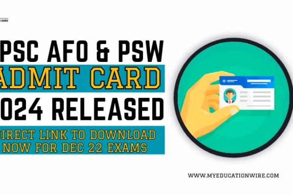 OPSC AFO & PSW Admit Card 2024 Released: Direct Link to Download Now for Dec 22 Exams OPSC AFO & PSW Admit Card 2024