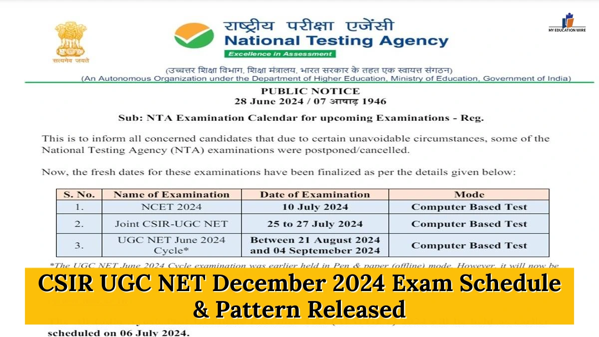CSIR UGC NET December 2024 Exam Schedule and Pattern Released