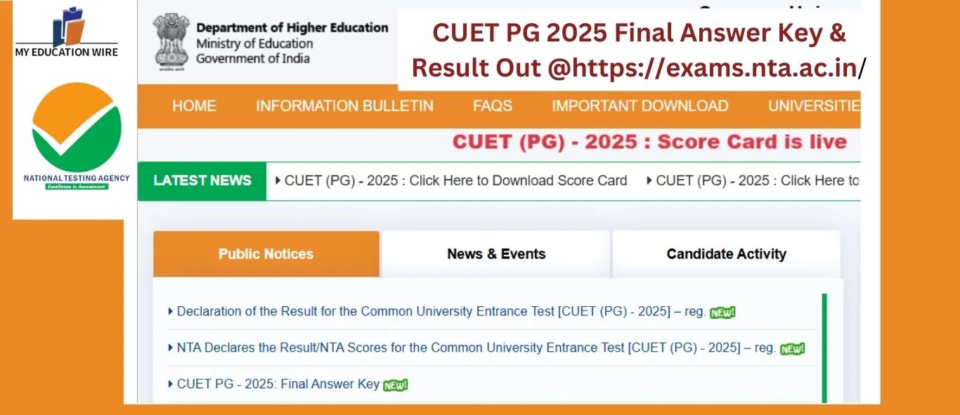 CUET PG 2025 Final Answer Key & Result Out @httpsexams.nta.ac.in