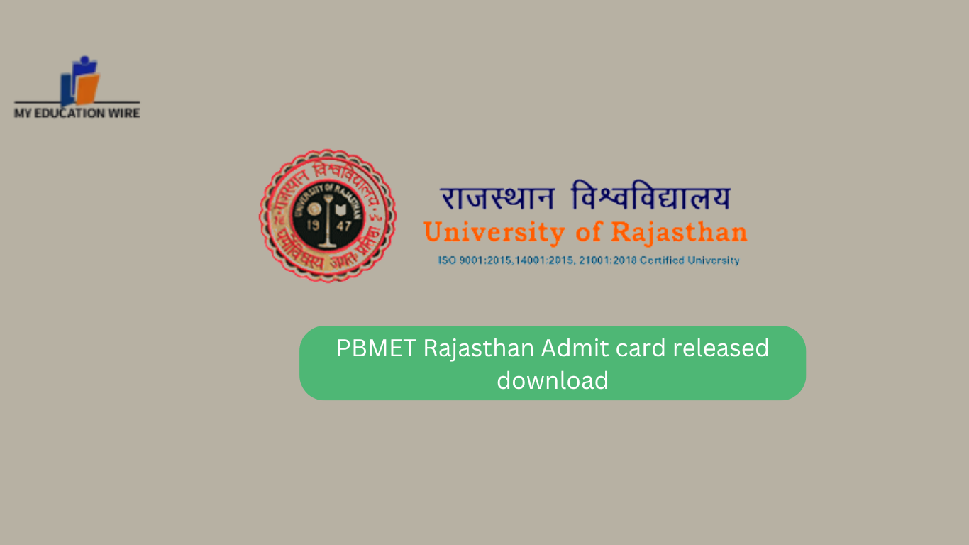 PBMET Rajasthan Admit card released download