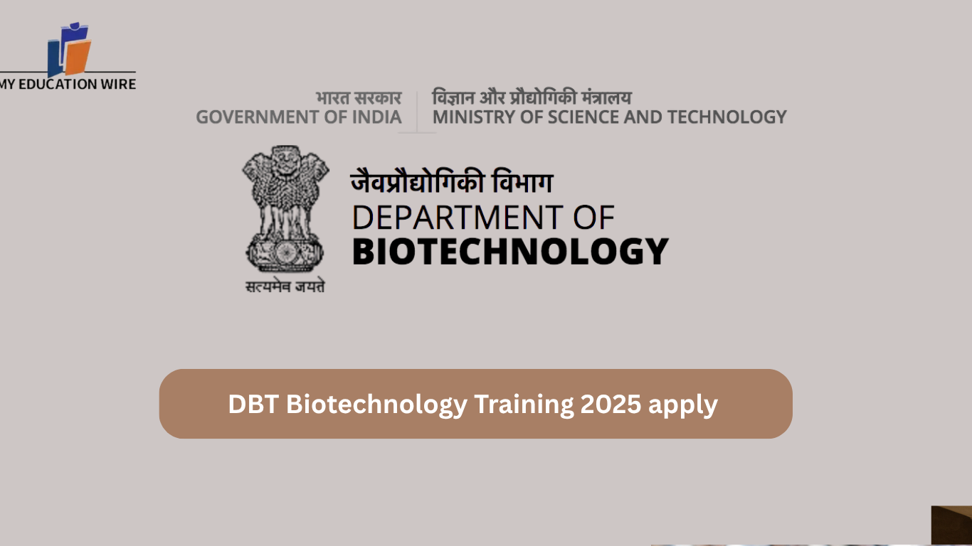 DBT Biotechnology Training 2025 apply
