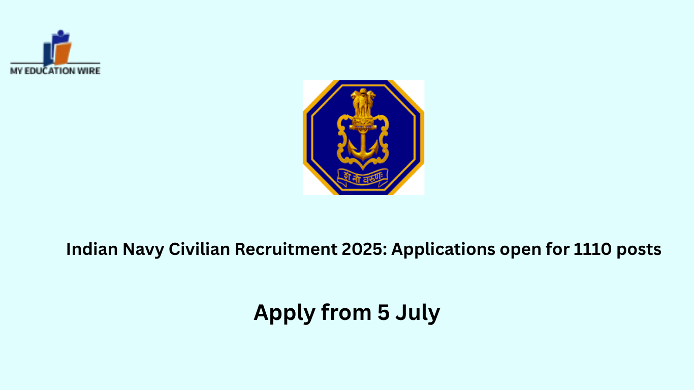 Indian Navy Civilian Recruitment 2025: Applications open for 1110 posts