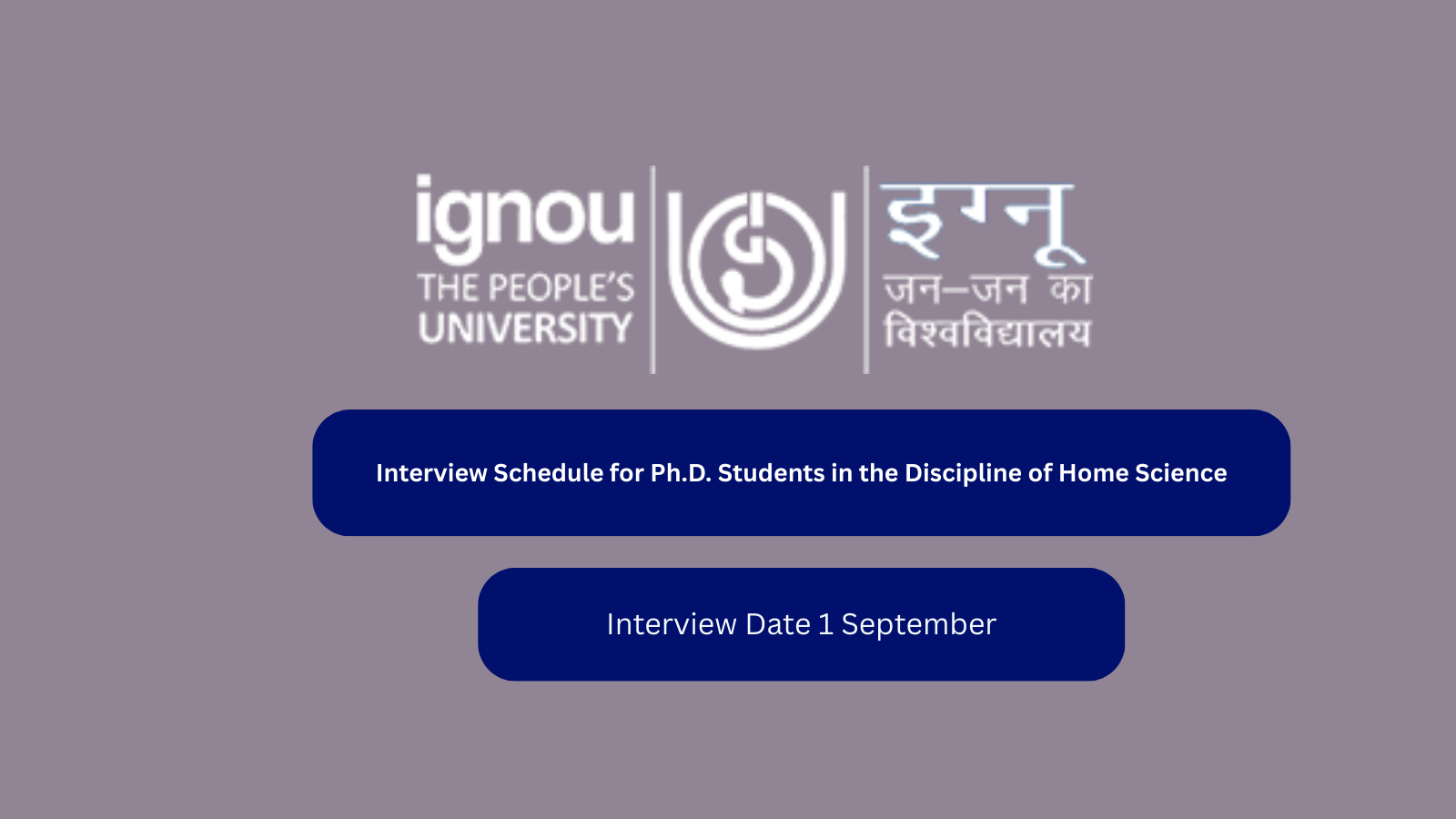 Interview Schedule for Ph.D. Students in the Discipline of Home Science