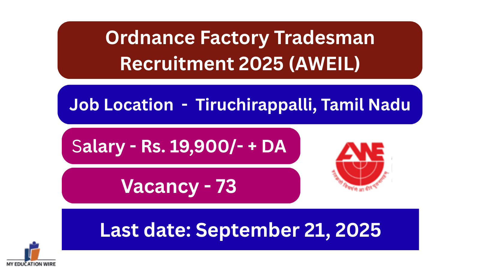 Ordnance Factory Tradesman Recruitment 2025 Apply Online by 21 September