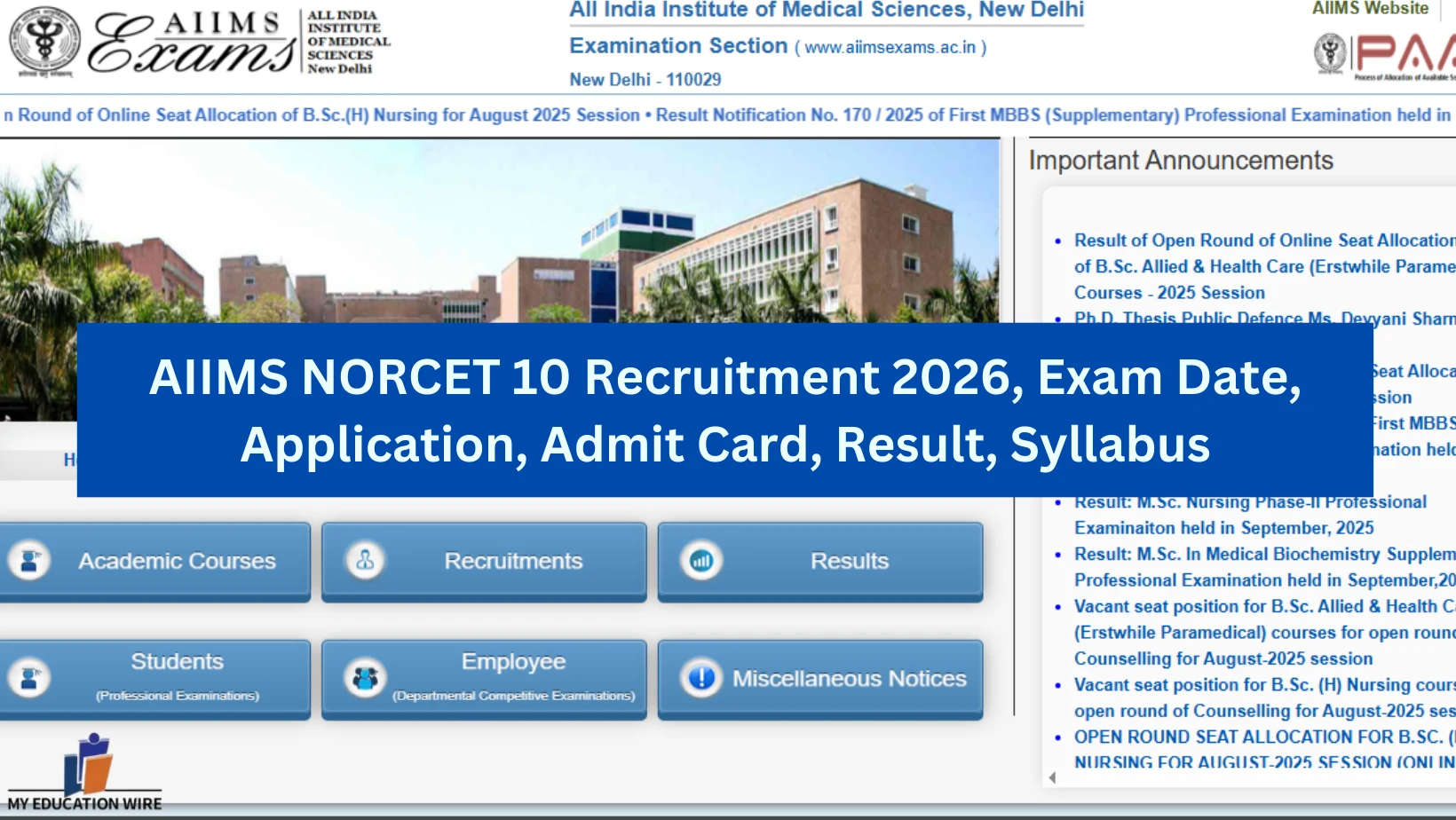 AIIMS NORCET 10 Recruitment 2026